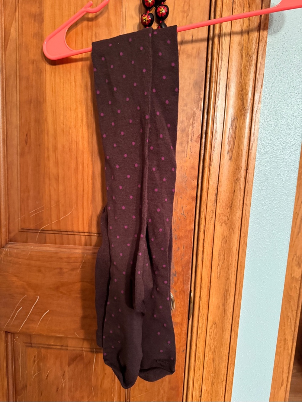 Brown with pink poke dots tights
